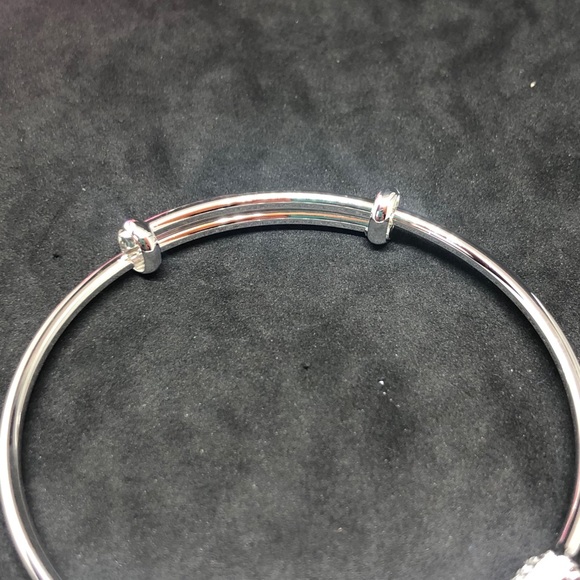 Silver Beaded Bangle Bracelet - Picture 6 of 12